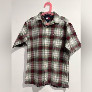 Tommy classic green and red gingham button down t-shirt